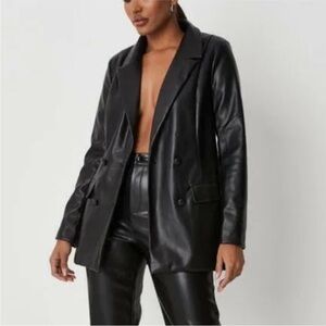 Missguided Black Faux Leather Oversized Blazer
